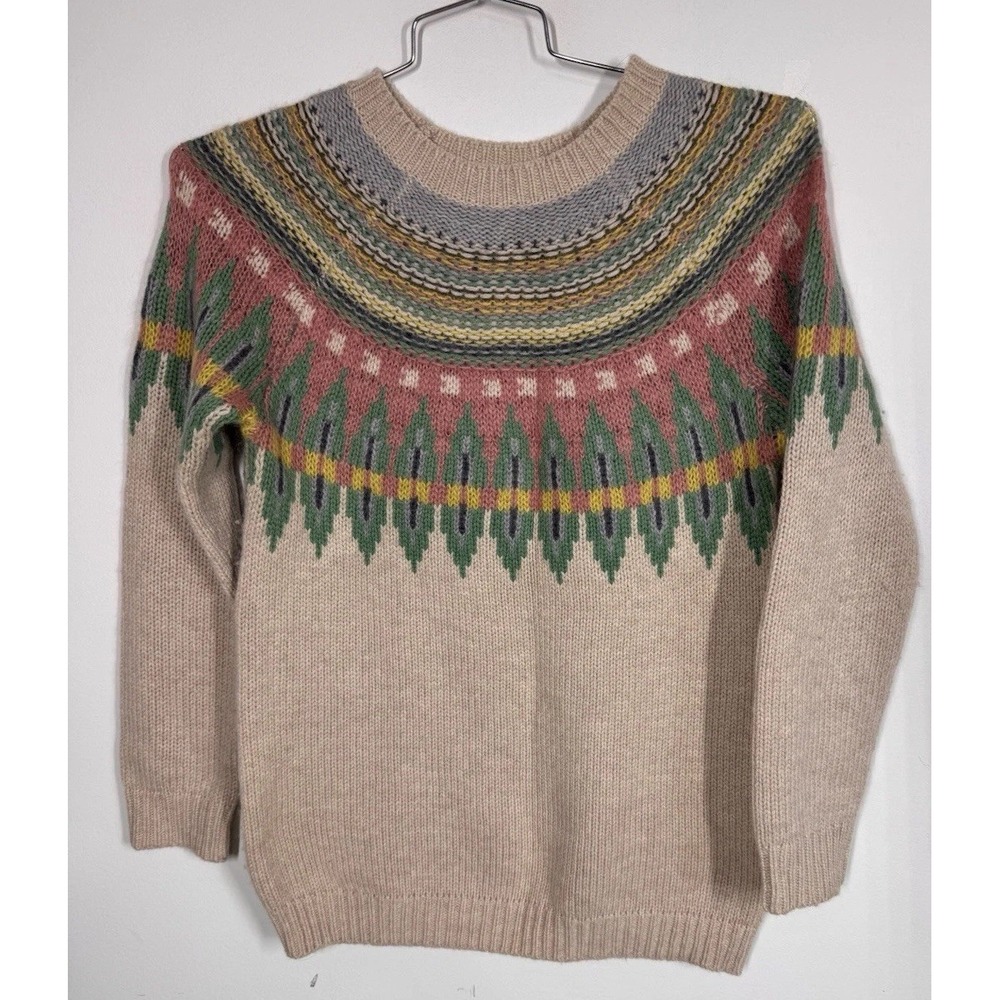 Boden Wool Alpaca Blend Chunky Knit Fair Isle Nordic Pullover Sweater Women's 2
